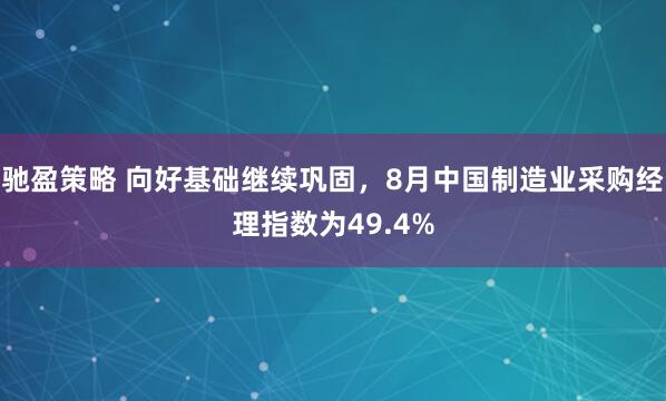 驰盈策略 向好基础继续巩固，8月中国制造业采购经理指数为49.4%