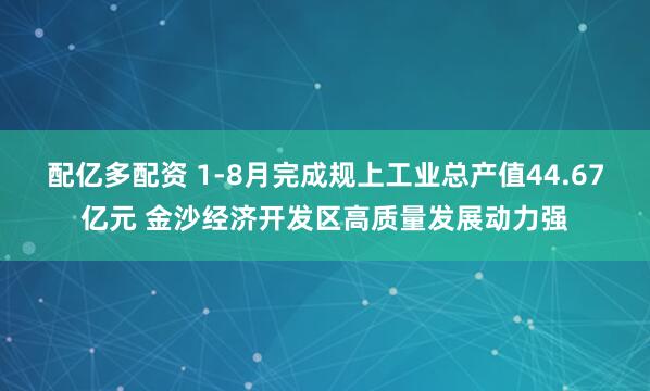 配亿多配资 1-8月完成规上工业总产值44.67亿元 金沙经济开发区高质量发展动力强