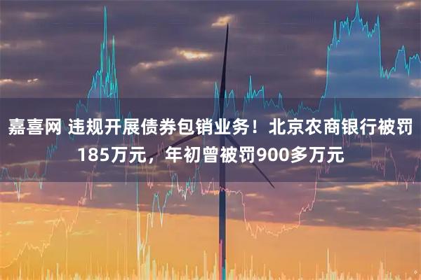 嘉喜网 违规开展债券包销业务！北京农商银行被罚185万元，年初曾被罚900多万元